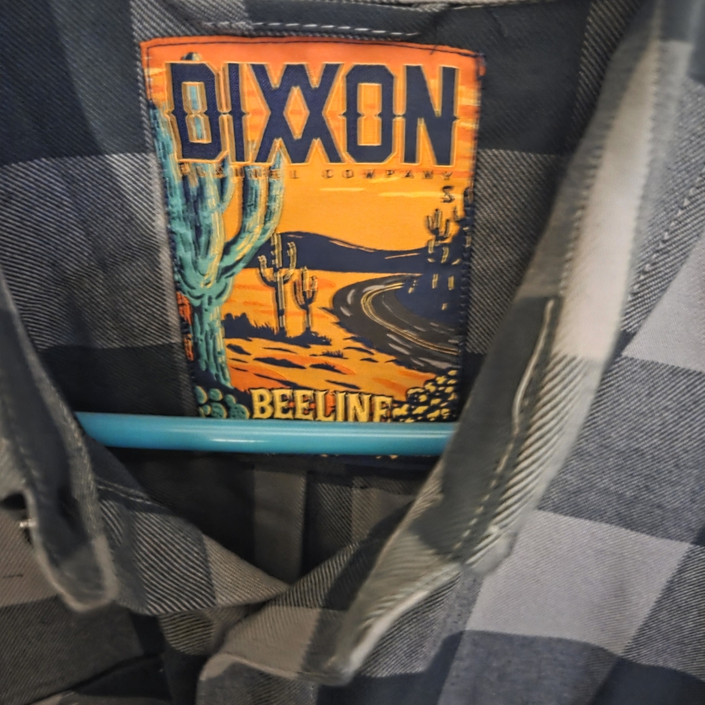 DIXXON Men’s Blue and Gray Plaid Button-Down Shirt